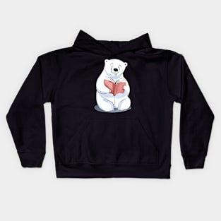 Polar Bear Reading Book Kids Hoodie